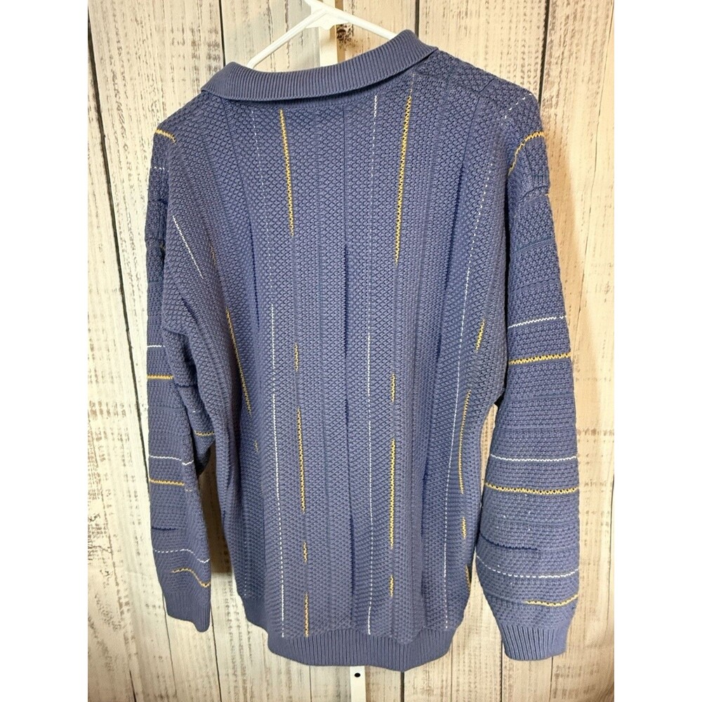 Scandia Woods Men’s Sweater Large Blue Long Sleeve Stripes - Picture 4 of 4